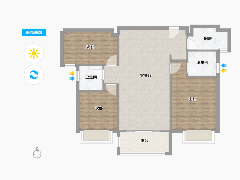 浙江省-温州市-慈湖锦苑一组团-97.00-户型库-采光通风