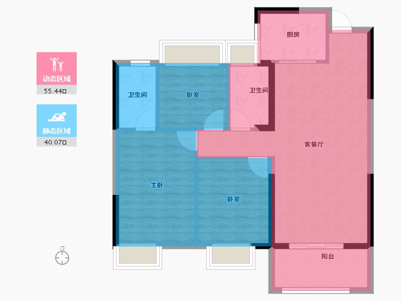 湖北省-咸宁市-三胜御府-86.40-户型库-动静分区