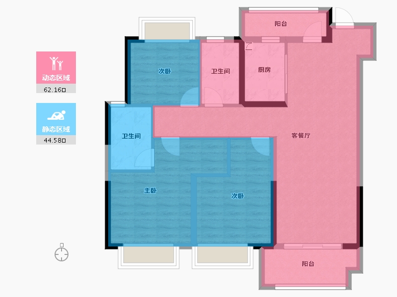 湖北省-潜江市-卓尔潜江客厅-95.22-户型库-动静分区