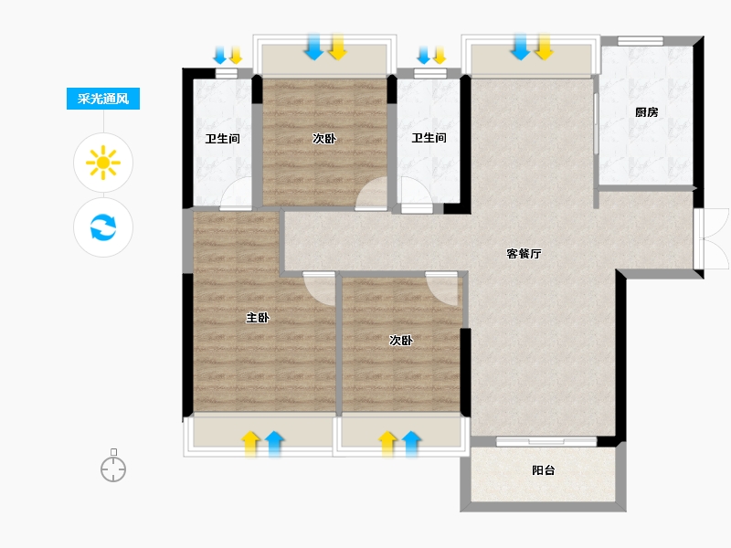 安徽省-黄山市-鸿威·春江丽景-98.19-户型库-采光通风