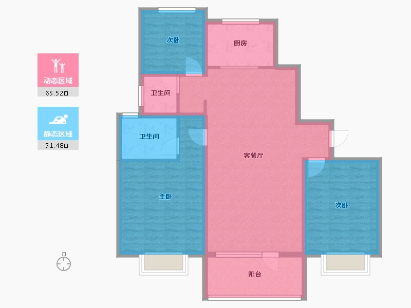 山东省-济宁市-九巨龙龙城华府-105.15-户型库-动静分区