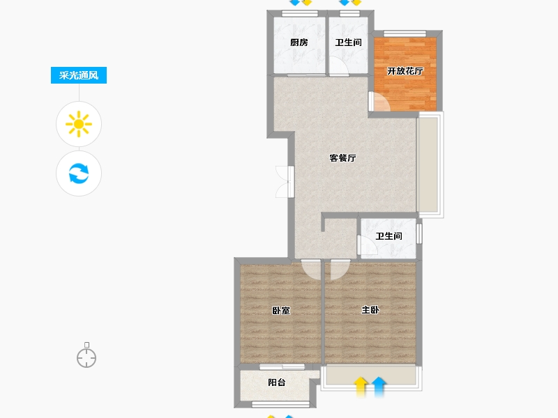 山东省-烟台市-福润华府-80.53-户型库-采光通风