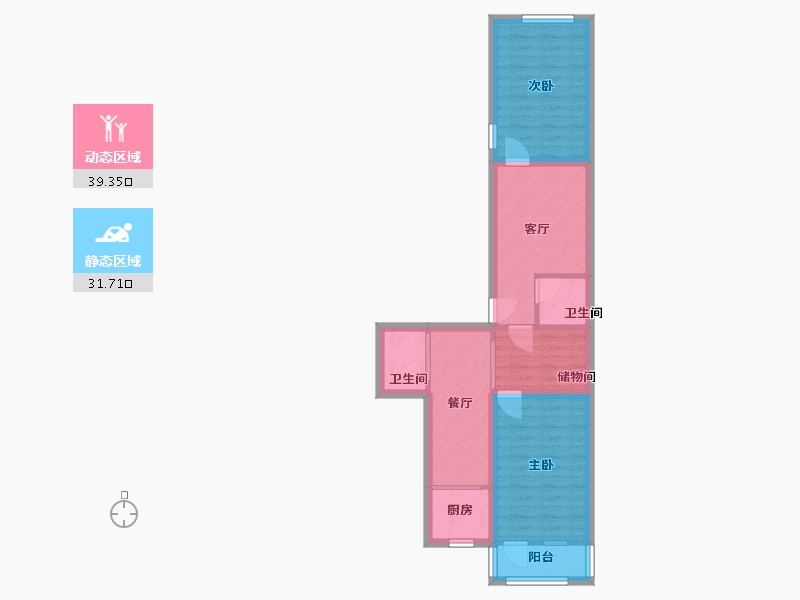 北京-北京市-展春园小区-73.60-户型库-动静分区