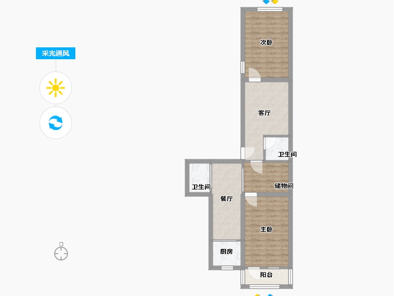 北京-北京市-展春园小区-73.60-户型库-采光通风