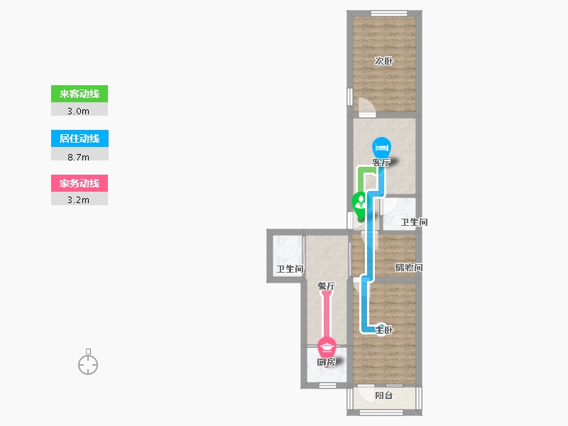 北京-北京市-展春园小区-73.60-户型库-动静线