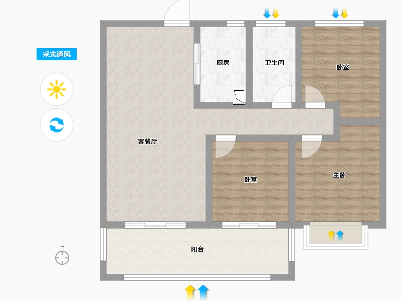 河南省-濮阳市-汇升•珑玺台-92.78-户型库-采光通风