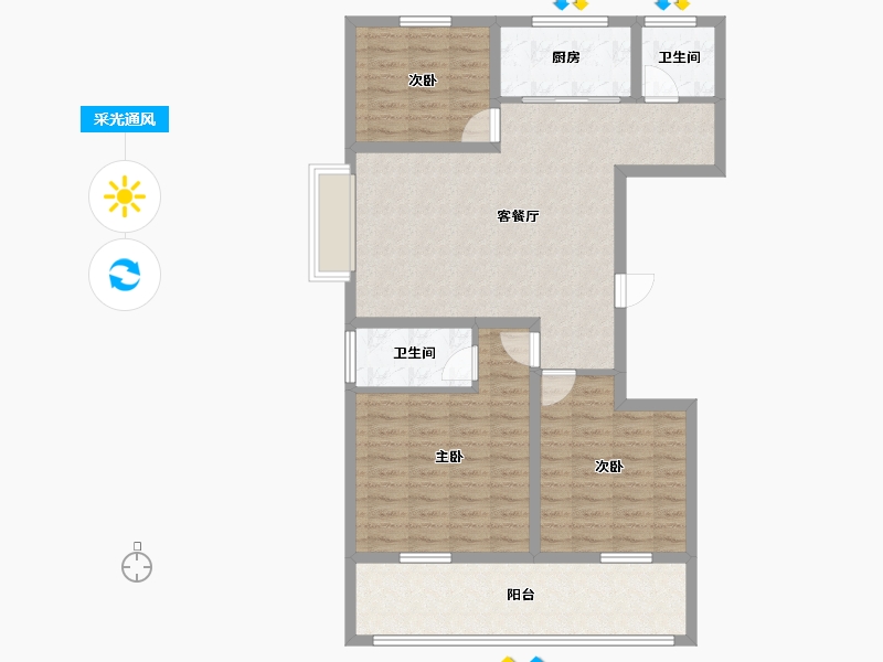 山东省-济宁市-九巨龙龙城华府-95.86-户型库-采光通风