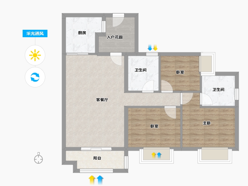 广东省-广州市-实地广州常春藤-77.70-户型库-采光通风