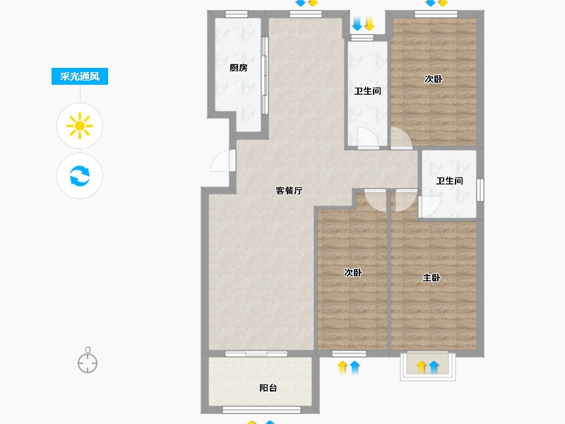 山东省-济宁市-东方御府-110.86-户型库-采光通风