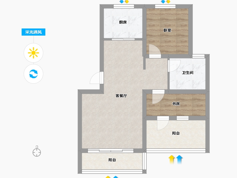 山东省-烟台市-日昇山水苑-55.20-户型库-采光通风