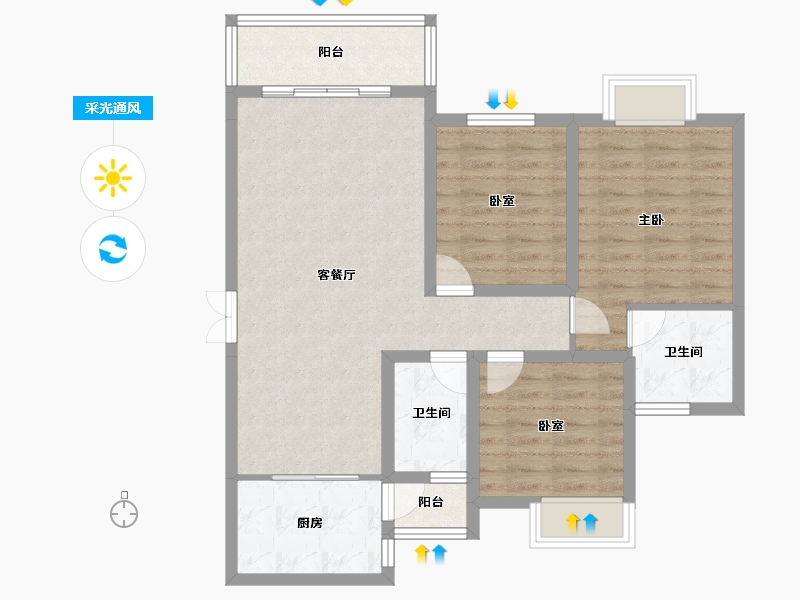 贵州省-贵阳市-兴隆枫丹白鹭城市花园-86.41-户型库-采光通风