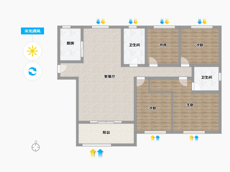 山东省-济宁市-菱花富贵园-136.05-户型库-采光通风