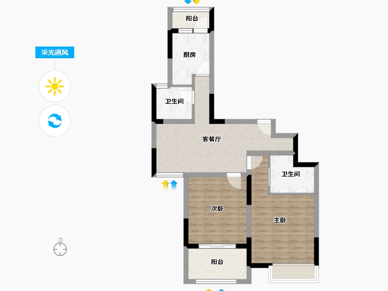 山东省-济宁市-裕隆·圣都花园-70.84-户型库-采光通风