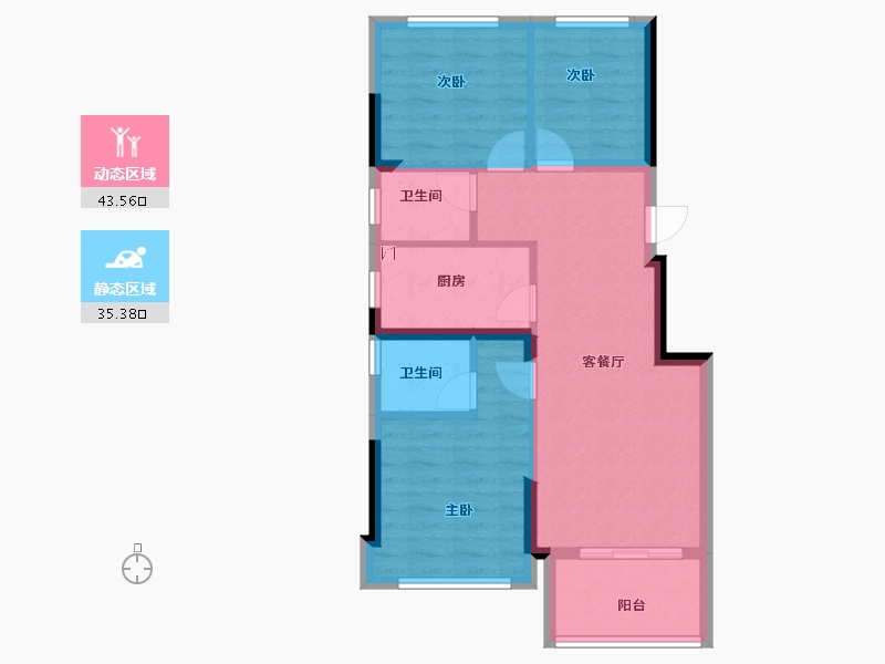 福建省-漳州市-三盛.璞悦海-70.44-户型库-动静分区