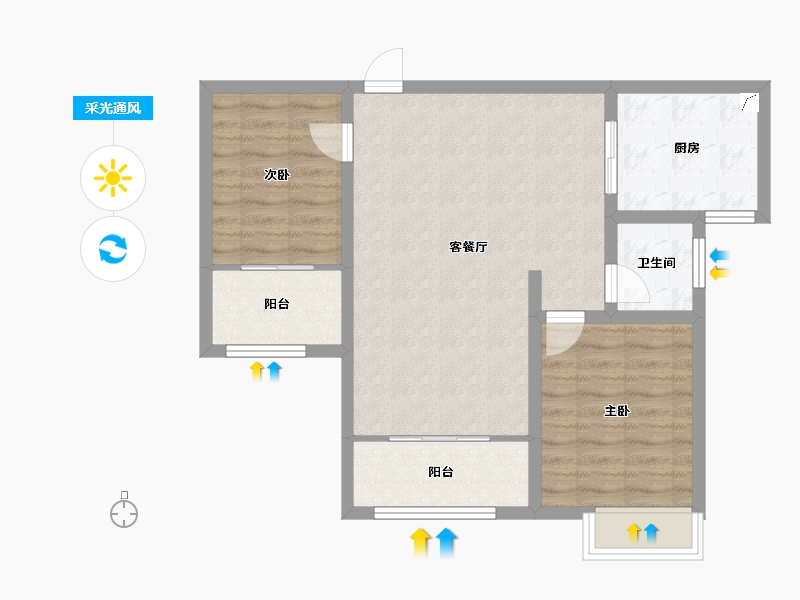 湖南省-湘潭市-九华世纪城第二=期-71.90-户型库-采光通风