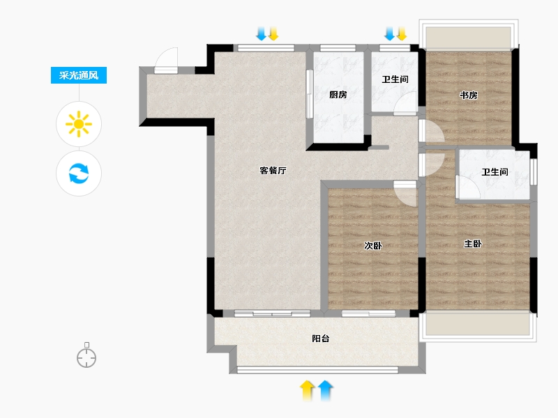 安徽省-芜湖市-南陵和顺紫悦府-101.50-户型库-采光通风