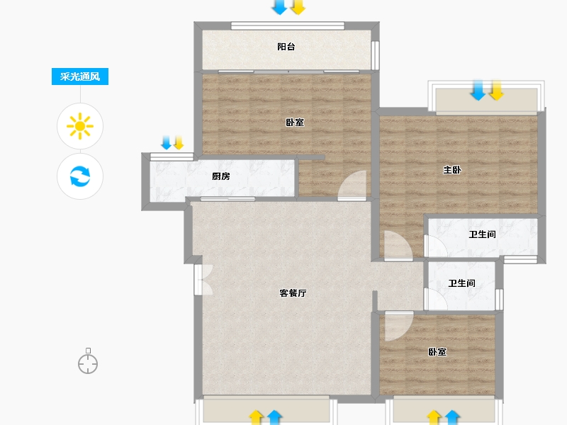 山东省-烟台市-海悦城-98.40-户型库-采光通风