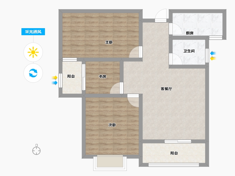 山东省-济宁市-鸿顺观邸-84.15-户型库-采光通风