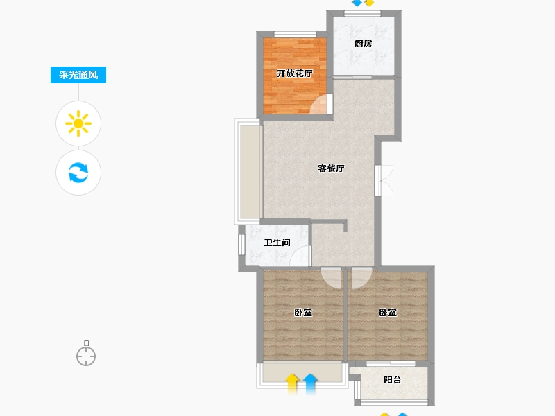 山东省-烟台市-福润华府-67.69-户型库-采光通风