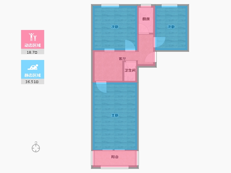 北京-北京市-展春园小区-53.76-户型库-动静分区