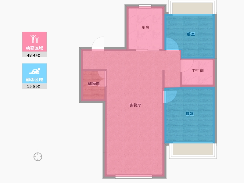 内蒙古自治区-呼和浩特市-金地青峯里-61.46-户型库-动静分区