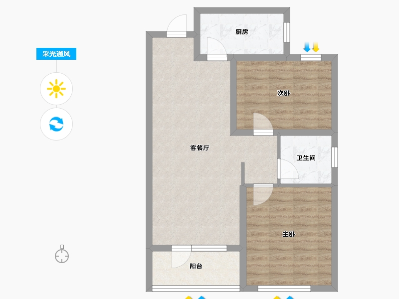 河北省-廊坊市-霸州荣盛清芦屿-66.35-户型库-采光通风