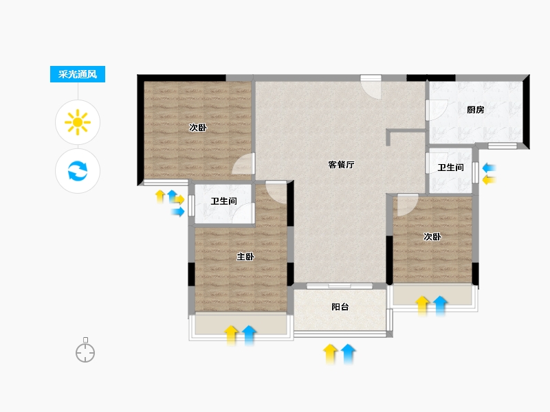 安徽省-黄山市-鸿威·春江丽景-95.57-户型库-采光通风