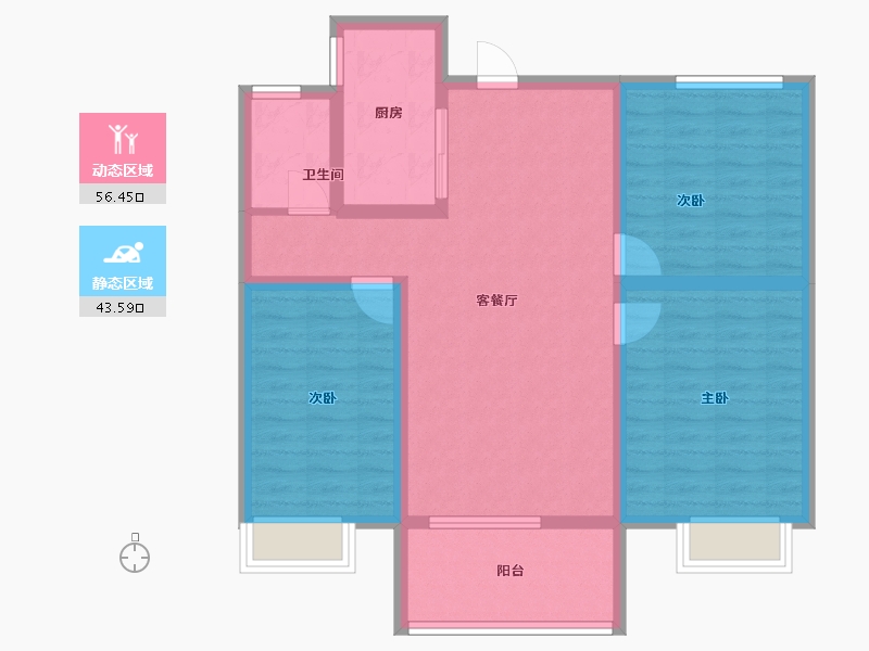 山东省-济宁市-九巨龙龙城华府-88.87-户型库-动静分区