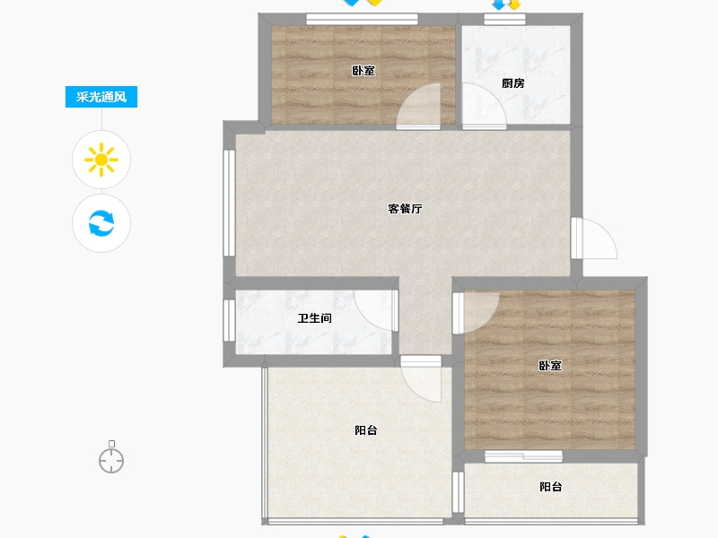 山东省-烟台市-日昇山水苑-66.40-户型库-采光通风