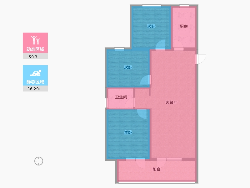 河北省-廊坊市-霸州荣盛清芦屿-85.58-户型库-动静分区