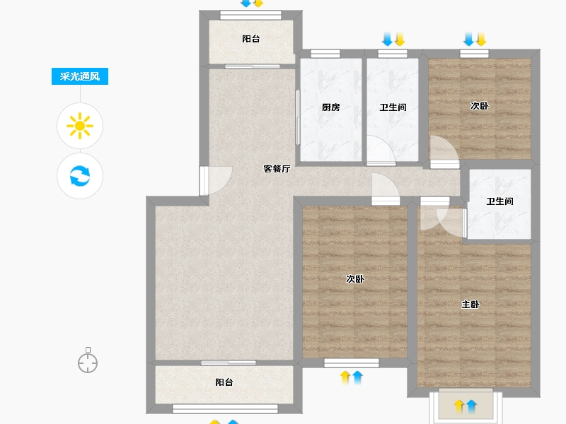 江苏省-苏州市-文溪花苑-96.00-户型库-采光通风