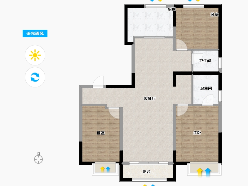 河南省-安阳市-嘉洲城上府-108.00-户型库-采光通风