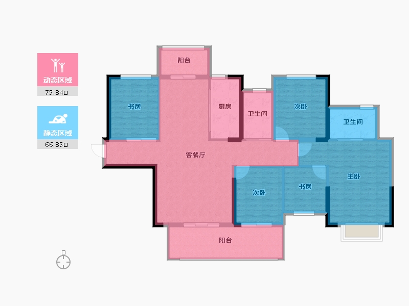 湖南省-湘西土家族苗族自治州-众诚龙城天御-129.52-户型库-动静分区