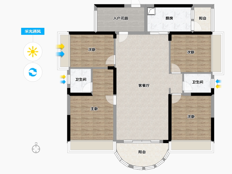 广东省-阳江市-凯旋华府-148.00-户型库-采光通风