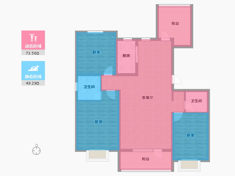 河北省-廊坊市-霸州荣盛清芦屿-109.87-户型库-动静分区