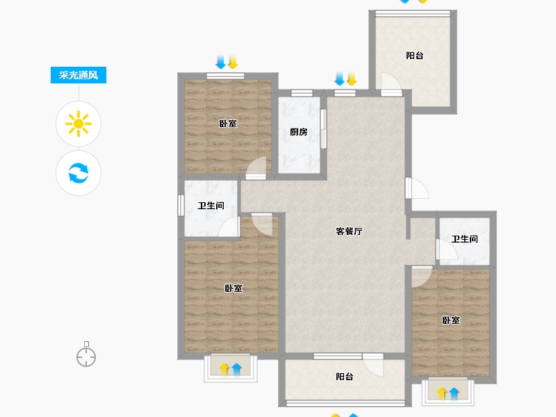 河北省-廊坊市-霸州荣盛清芦屿-109.87-户型库-采光通风