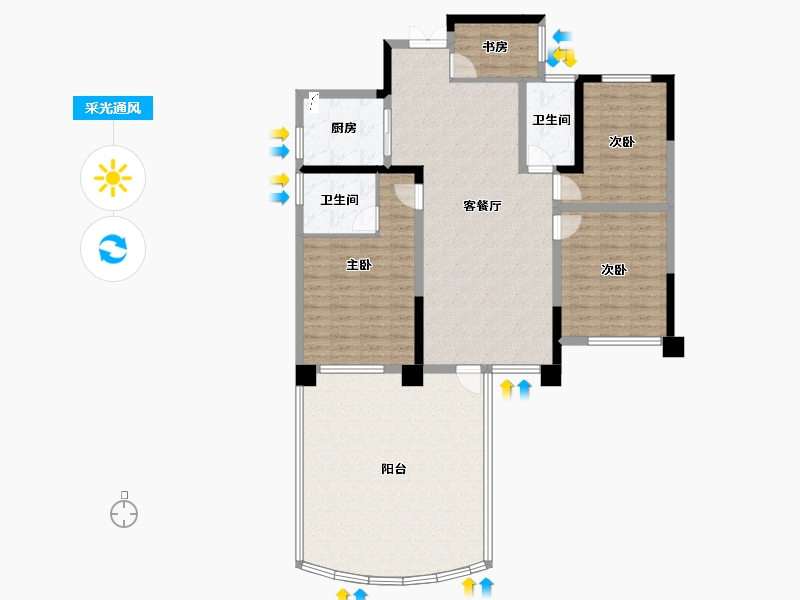 湖南省-张家界市-福天古庸院子-136.75-户型库-采光通风