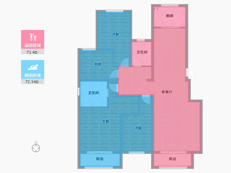 河南省-开封市-橄榄城·璟院-128.76-户型库-动静分区