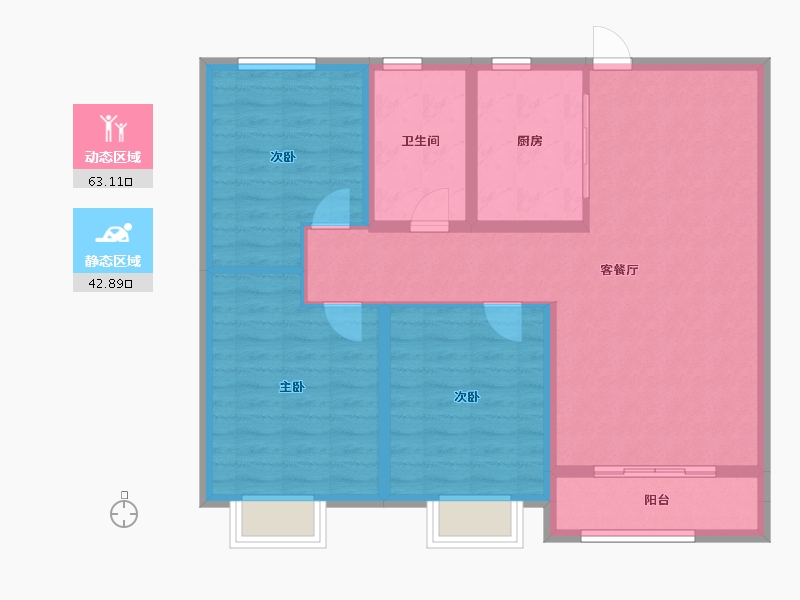 山东省-济宁市-融创滨江壹号-95.54-户型库-动静分区