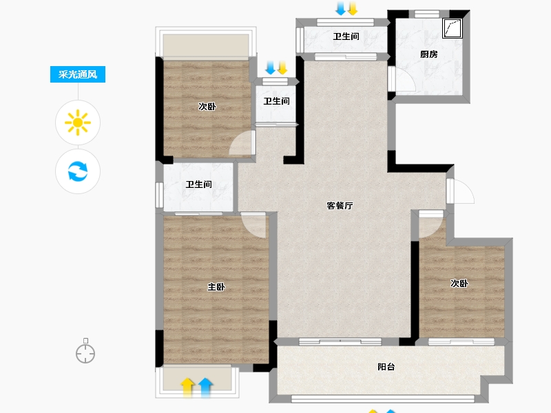 贵州省-毕节市-金沙县华荣城-126.41-户型库-采光通风