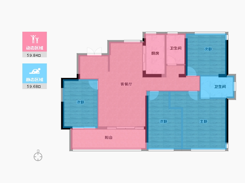 福建省-福州市-中茵天俊玖珑台-108.00-户型库-动静分区