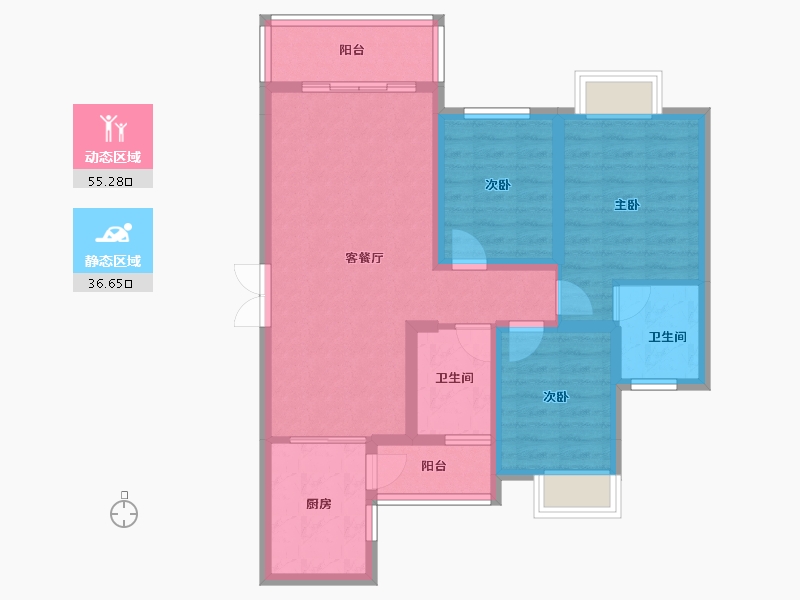 贵州省-贵阳市-兴隆枫丹白鹭城市花园-81.31-户型库-动静分区