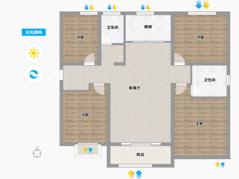 山东省-济宁市-皇营东郡-117.61-户型库-采光通风