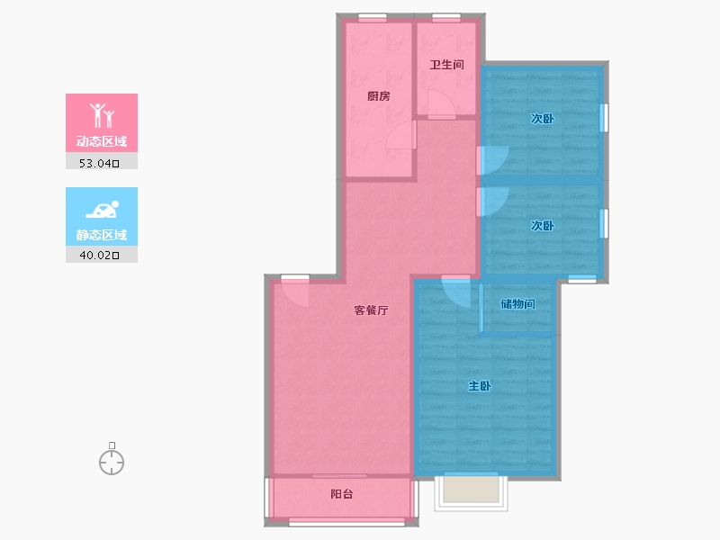 天津-天津市-通达·尚城-94.35-户型库-动静分区