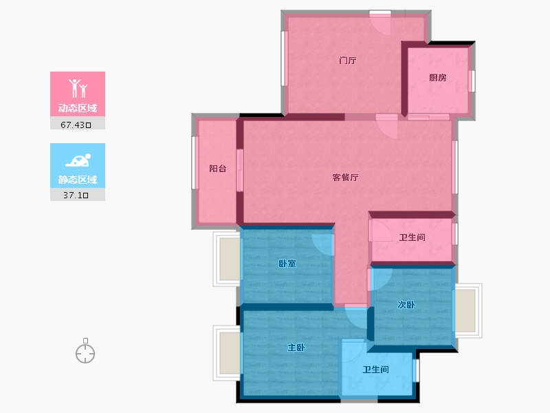 广东省-清远市-中唯帝景湾-98.63-户型库-动静分区