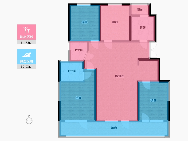 河北省-唐山市-凤城·凯旋公馆-134.00-户型库-动静分区