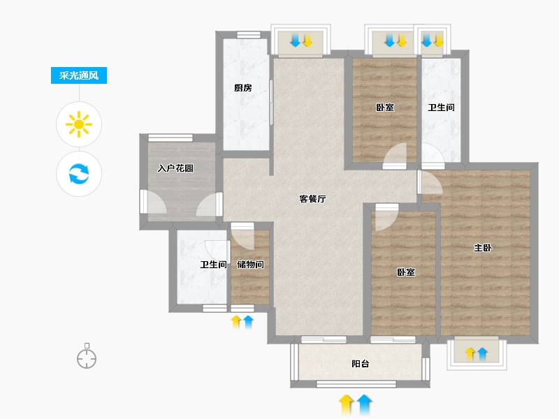 广东省-广州市-实地广州常春藤-89.60-户型库-采光通风