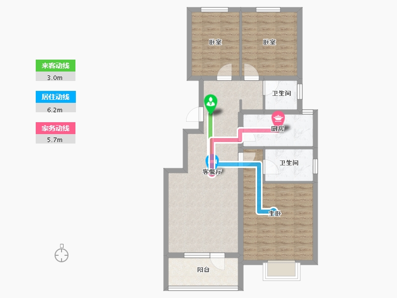 河北省-廊坊市-霸州荣盛清芦屿-83.85-户型库-动静线