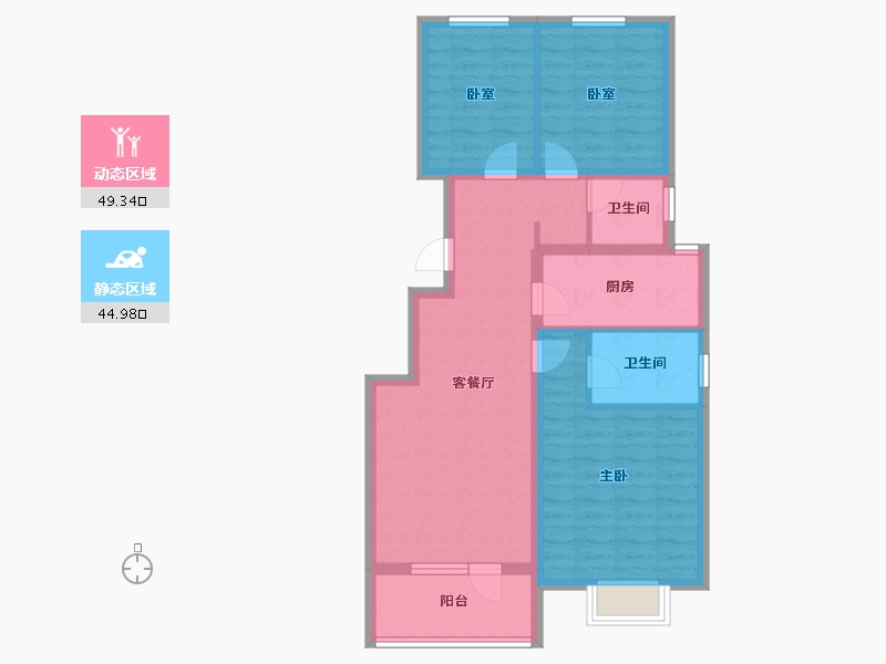 河北省-廊坊市-霸州荣盛清芦屿-83.85-户型库-动静分区