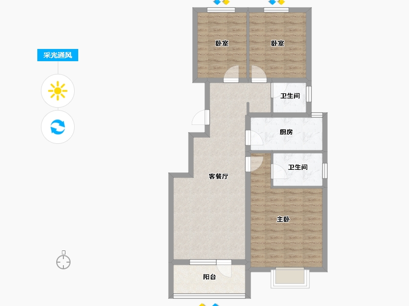 河北省-廊坊市-霸州荣盛清芦屿-83.85-户型库-采光通风